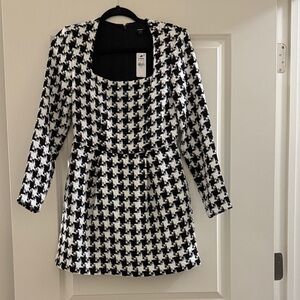 Express Black and White Houndstooth Midi Dress